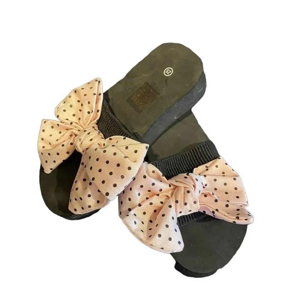 Flip Flop pink Polka Dot Bow Sandals Size 9